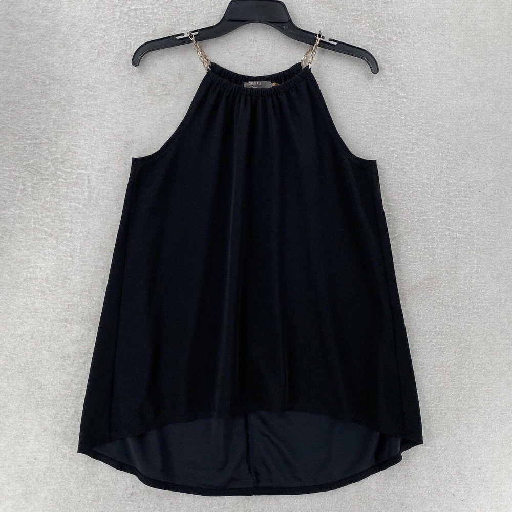 Essentials by Milano‎ Sleeveless Top MEDIUM Gold Chain Shoulder Straps Black